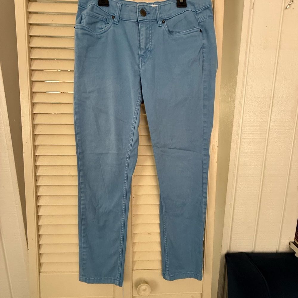 Blue Ankle Cropped Jeans with Straight Leg